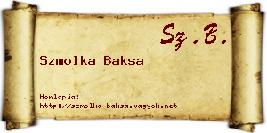 Szmolka Baksa névjegykártya